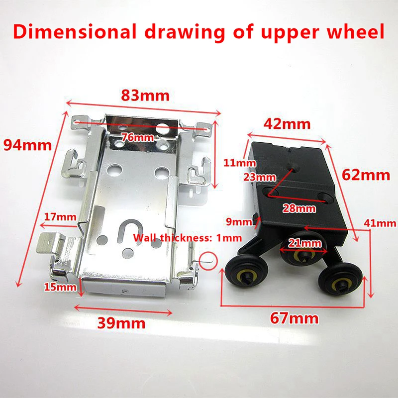 Sliding Door Roller Sliding Door Pulley Sliding Wardrobe Door Part Top/bottom Down Wheels/Runner/Guides Kit Side-mounted Hanging