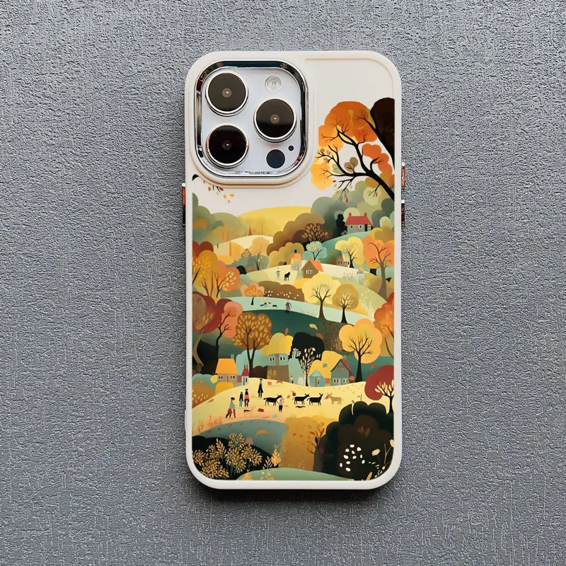 Forest Village Aesthetic Silicone Phone Case For iPhone 13 12 Pro Max 16 15 11 14 Pro Max 7 8 Plus SE2 XR X XS Shockproof Covers – Detail 5