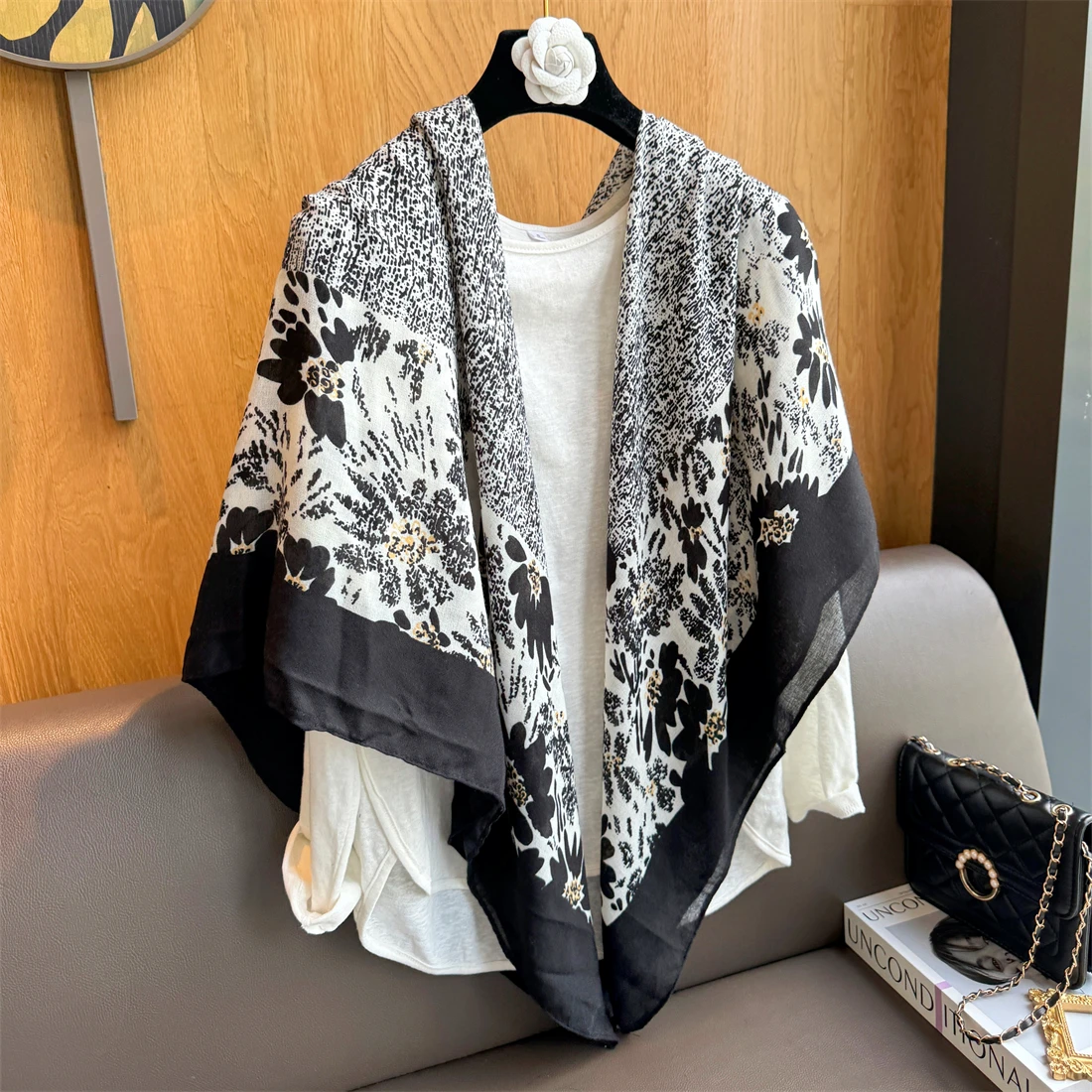 

Шарф женский из хлопка и льна, тонкий квадратный, 130*130