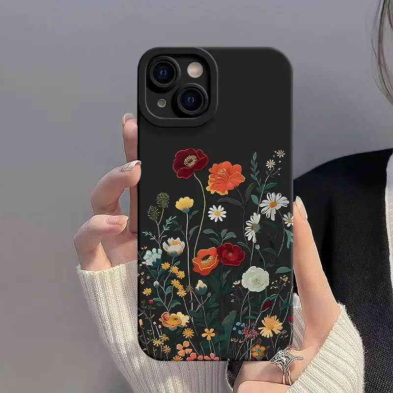 Retro Colorful Flower Soft Case Cover