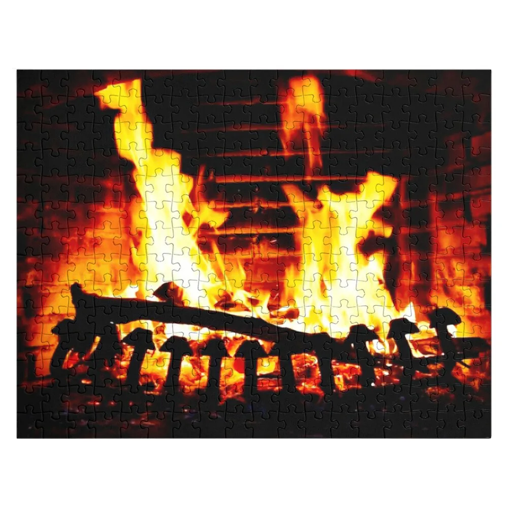 Roaring Fireplace at an English PubIn Winter for Fire Lovers Jigsaw Puzzle Wood Photo Personalized Name Puzzle Wooden Toy