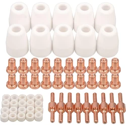 60 PCS PT-31 LG40 Air Plasma Cutter Electrode Tips Cup Extended Consumables For PT-31 JG-40 WSD-40 CUT-40 CUT-50D Welding Nozzle