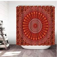 Waterproof Shower Curtain Mandala Flower Printed Bath Curtain Polyester Fabric Geometric Home Bath Decor Curtains With 12 Hooks 1