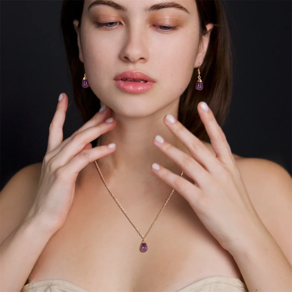 Collier Pour Femme Avec Pendentif En Forme De Goutte D'eau Bleue Naturelle 20 × 13,5 × 33 Mm, Pierre Aigue-marine, Aigue-marine Naturelle