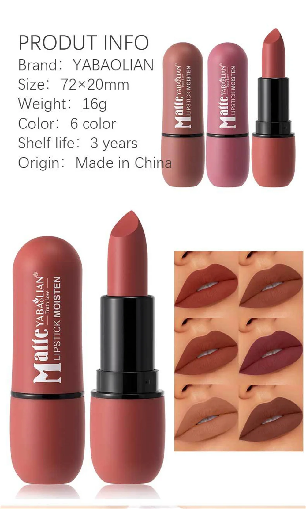 6 Farben Lippenstift Lippen Make-up Sexy Frau Samt Matt Lipgross Tönung für Lippen Langlebig Wasserdicht Antihaft-Cup Lippenkosmetik_voghion.com