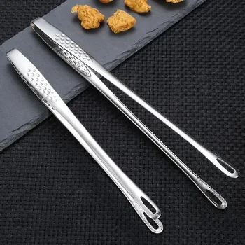 1pc 304 Stainless Steel Food Tongs Long Handle Non-Slip Barbecue Tong Steak Tongs Kitchen Cooking Tools kitchen accessories