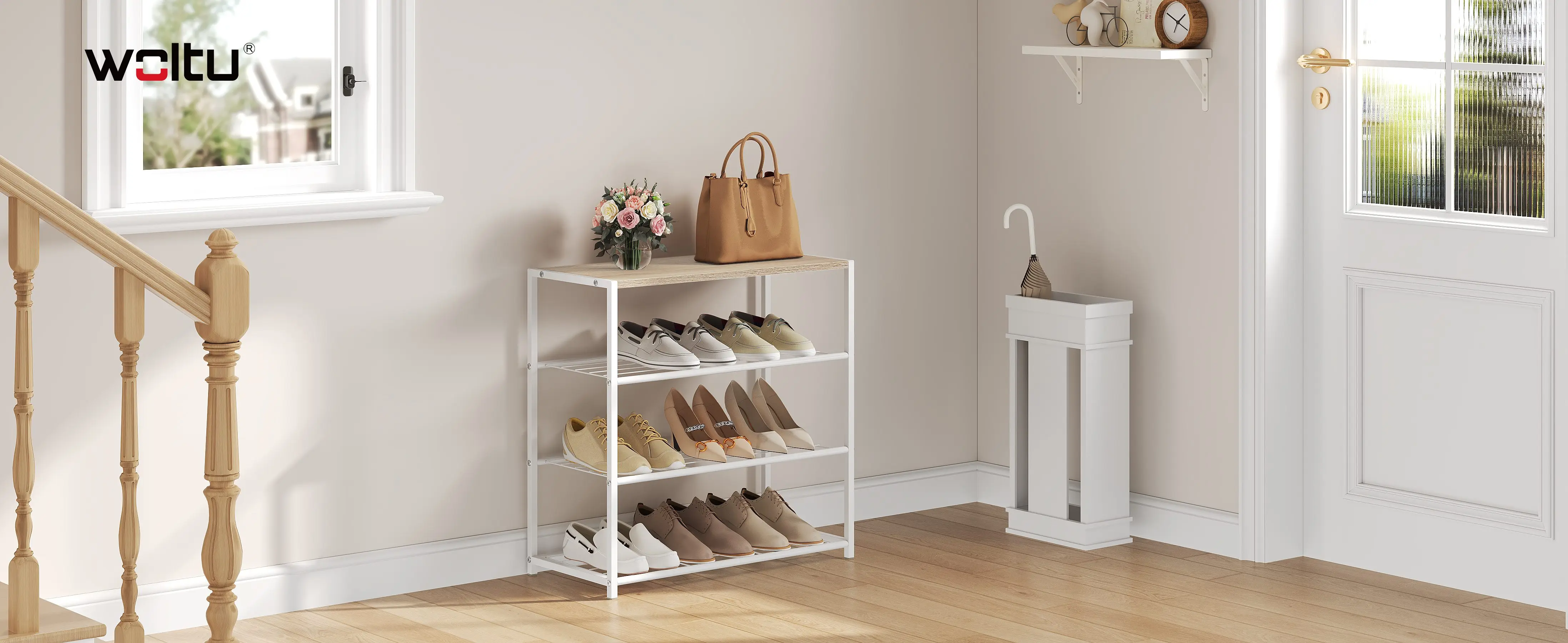 WOLTU Schuhregal 2/3/4 Schichten Schuhorganisatoren Metallrahmen Schuhaufbewahrungsregal Schuhbank für Wohnzimmer Eingang Flur Badezimmer – Detail 16