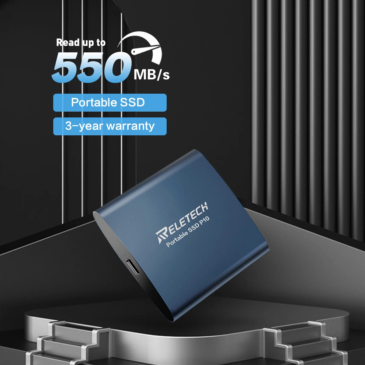

Портативный SSD-накопитель Reletech USB3.2 Gen2 для компьютеров и студентов Mac Gaming до 550 Мб/с