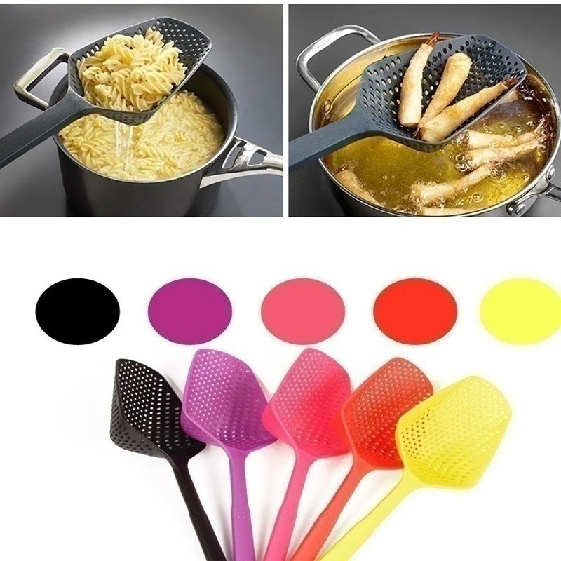 1 Pcs Cooking Shovels Food Strainer Scoop Nylon Spoon Drain Gadgets Large Colander Soup Filter Household Kitchen Accessories