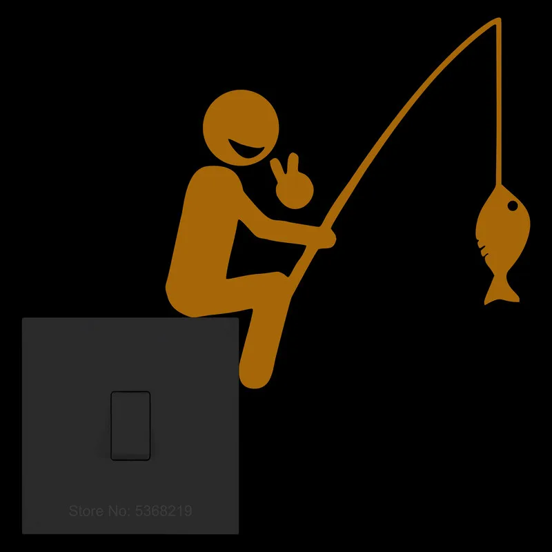 Glow in the Dark Fishing Stickers Kids Room Wall Children Bedroom Switch Decoration Bathroom Door Fridge Laptop Car Window Decal