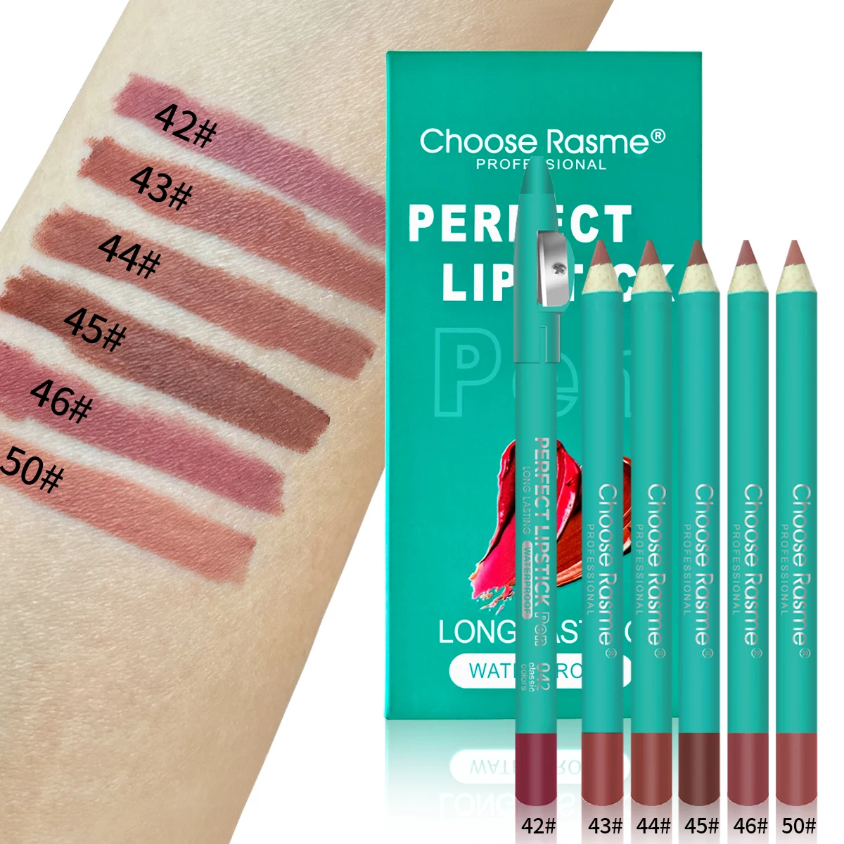 Waterproof Pencil Lipstick Set Pen Matte Lip Liner Long Lasting Makeup Pens Easy to Wear Non-stick Cup Cosmetics Kits 6Pcs/Set