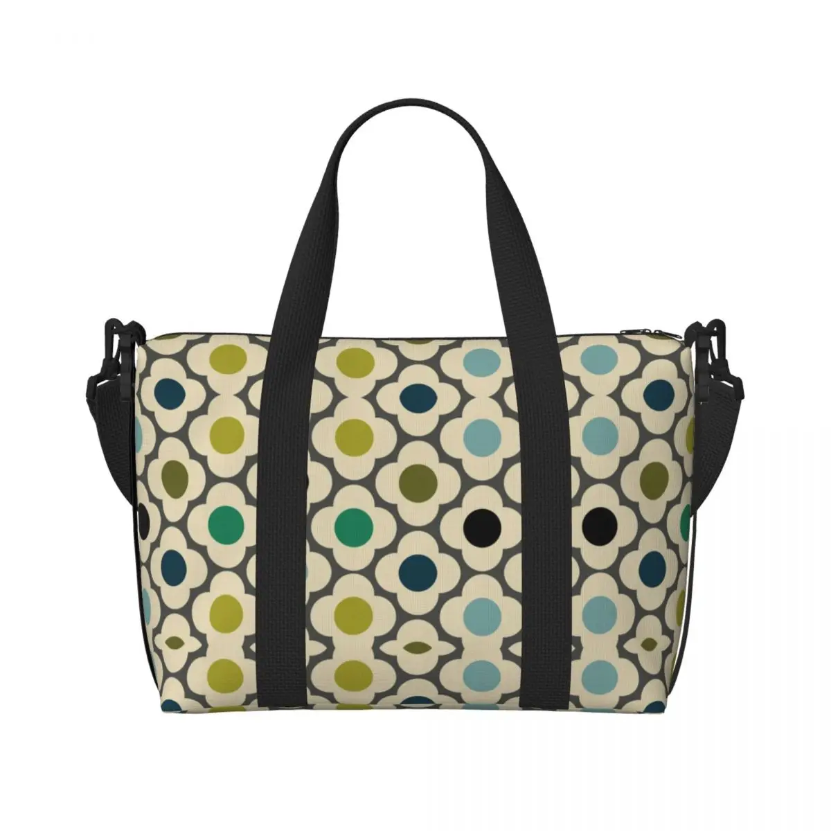 Large Orla Kiely Flowers Abstract Tote Bag Women Geometric Shoulder Shopper Beach Gym Travel Bag