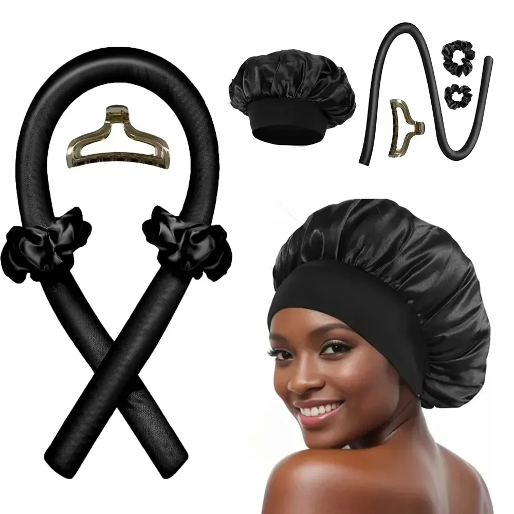 Hair Styling Tool Hair Curling Tools Heatless Curling Rod night cap Lazy Hair Curlers Headband No Heat Ribbon Hair Rollers Sleeping Soft Headband Styling Tools