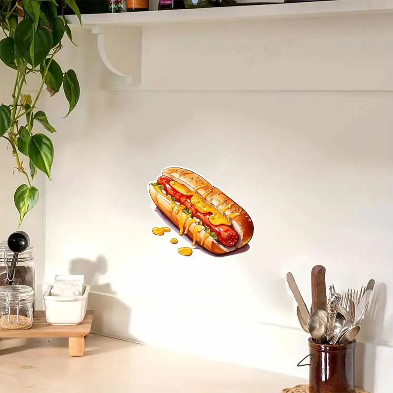 Hot Dog Fast Food Wall Stickers Kitchen Decoration Dining Room Living Room Cabinet Refrigerator Home Decoration Stickers M1162