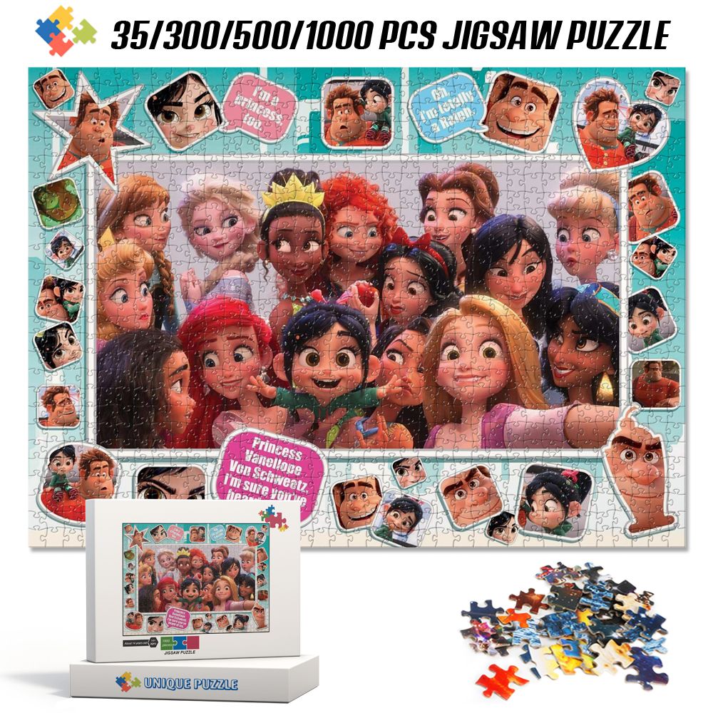 Disney Princess Jigsaw Puzzles Cartoon Anime Tangram Children's Educational Toys 1000 Pieces Jigsaw Puzzles for Adults Kids Toys