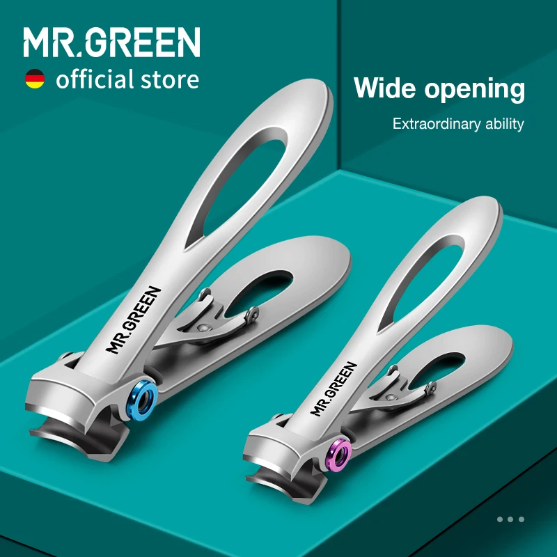 Nail clippers MR.GREEN Nail Clippers Stainless Steel Two Sizes Are Available Manicure Fingernail Cutter Thick Hard Toenail Scissors tools