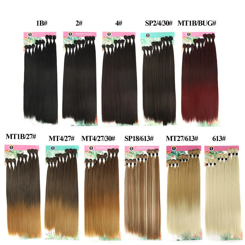 Synthetic Bone Straight Hair Bundles 9PCS/Set Super Long Hair Extensions Organic Fiber 300G Yaki Straight Weave Full to End