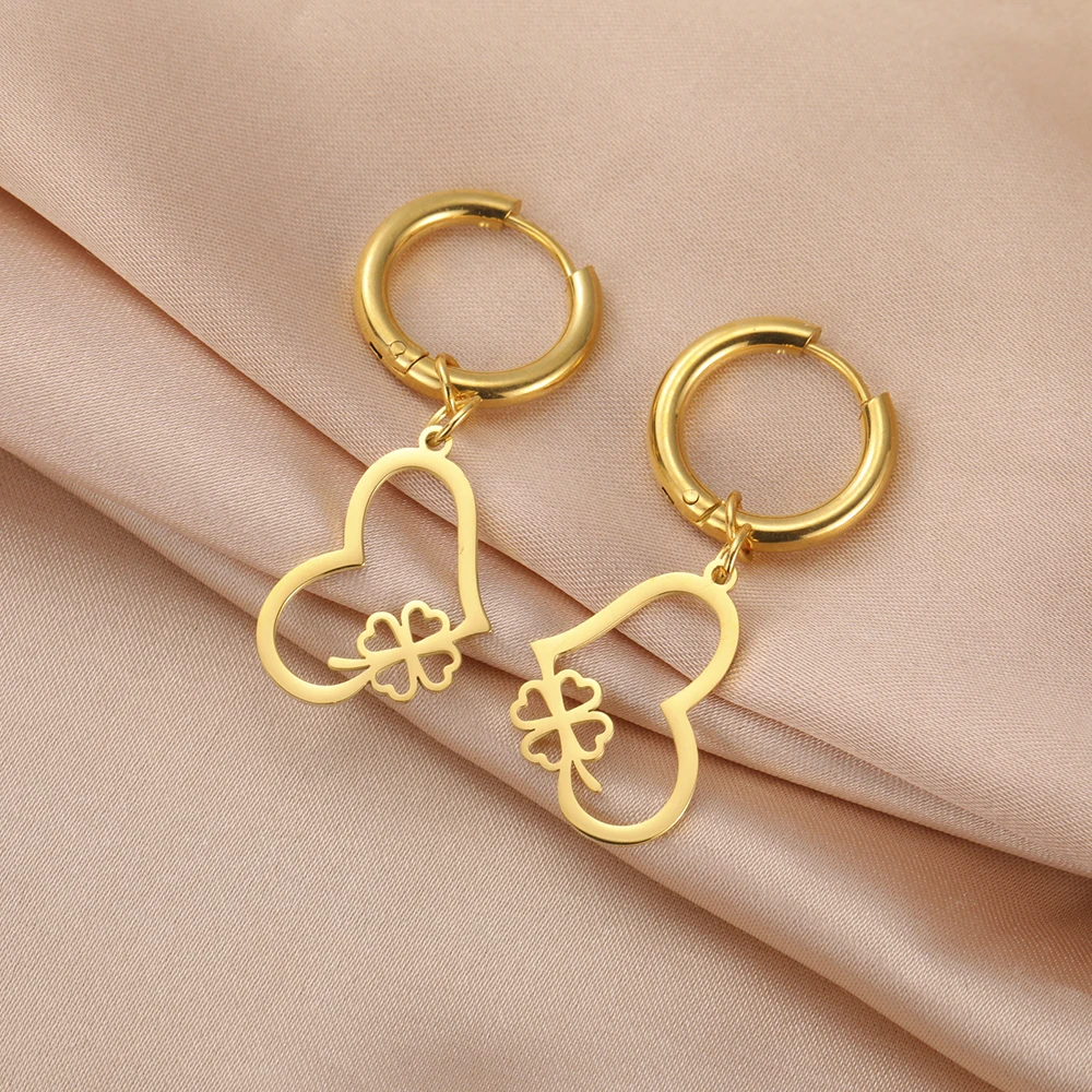 Dawapara Lucky Four Leaf Clover Damen Ohrringe Irish Knot Shamrock Charm Edelstahl Schmuck Valentinstag Geschenk – Detail 28