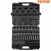 VEVOR 1/2" 3/8" Drive Impact Socket Set 13/23/33/34/48/65/90PCs SAE or Metric Cr-V/Cr-Mo Socket Set 6 Point Alloy Steel Repair 1