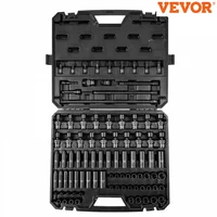 VEVOR 1/2" 3/8" Drive Impact Socket Set 13/23/33/34/48/65/90PCs SAE or Metric Cr-V/Cr-Mo Socket Set 6 Point Alloy Steel Repair 1