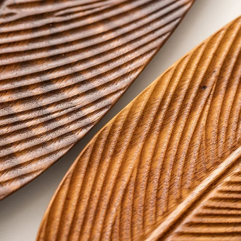 Wooden Leaf Shape Refreshment Tray Dessert Snack Plate Chinese Style Pastry Plate Decorative Tableware Cake Stand Party Supplies