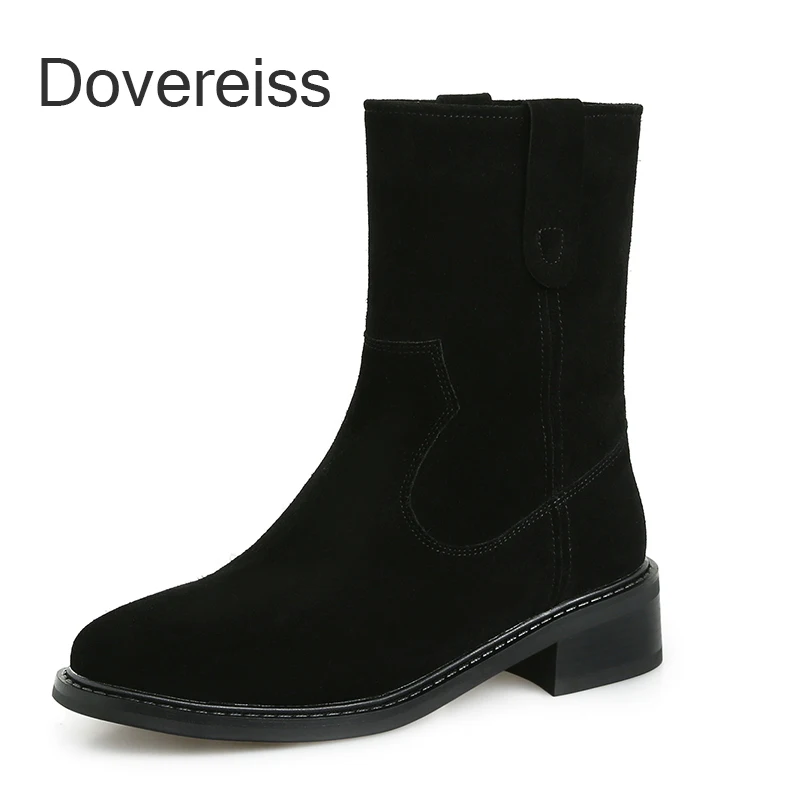

2022 Winter Fashion Genuine Leather Pure Color Apricot Flats Ankle Boots Consice Bohemia Female Boots Sexy Ladies Boots 33