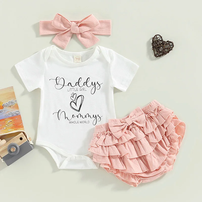 Baby Girl Heart Print Outfit Set 3