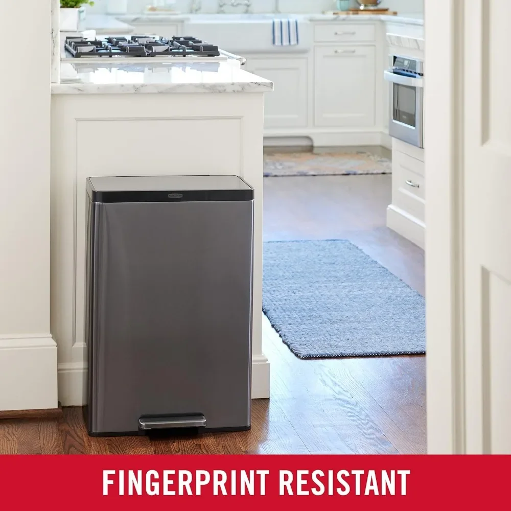 12 Gallon Stainless Steel Touchless Kitchen Trash Can with Lid and Foot Pedal for Bedroom, Bathroom, and More, 3