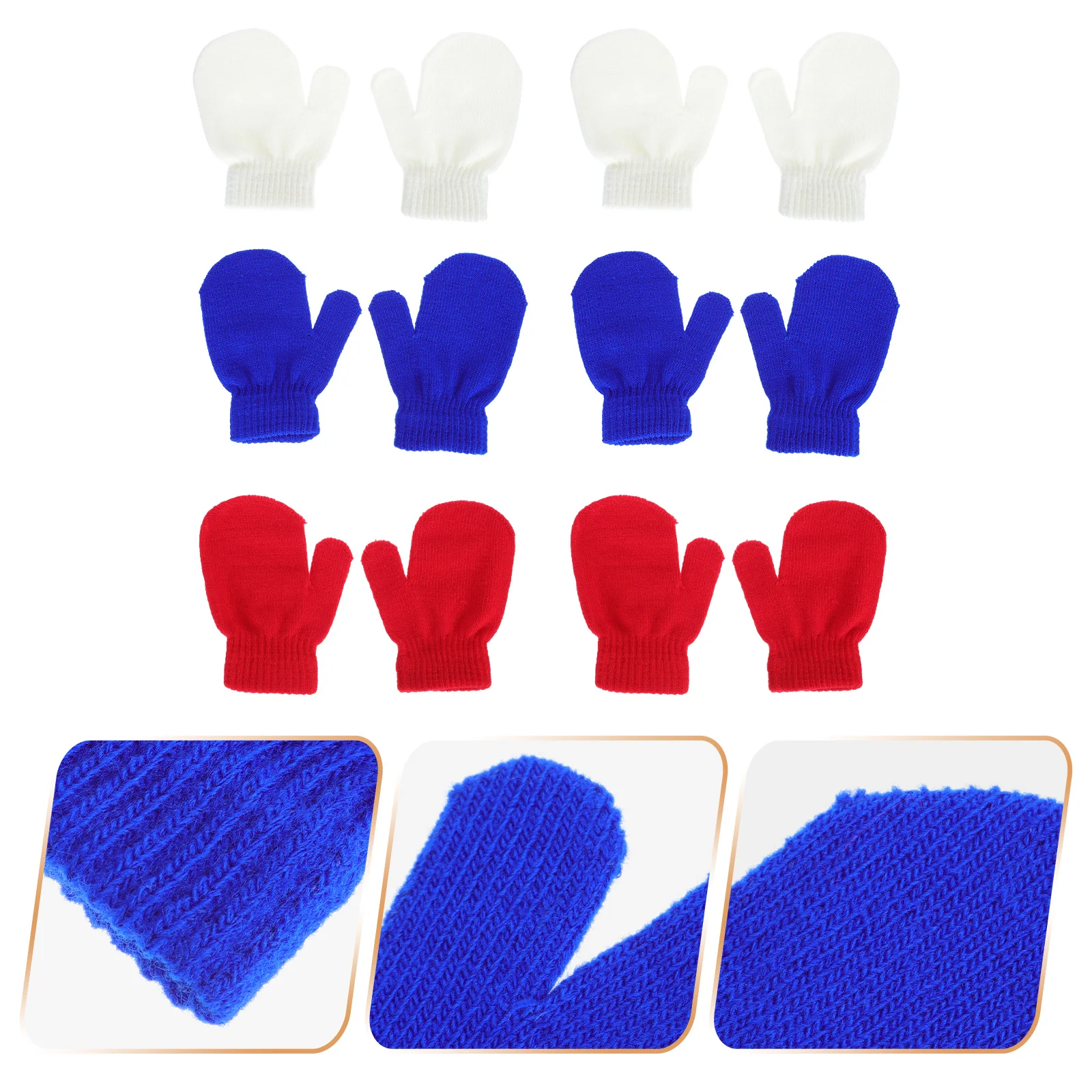 

6 Pairs Gloves Outdoor Winter Warm Mittens Ladies Keep Kids Knitted Knitting Acrylic Yarn Child