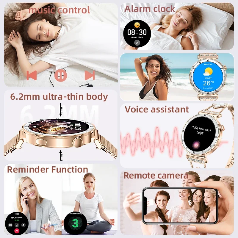 LIGE Smart Watch Women 1.19" AMOLED Bluetooth Call Smart Watches Sport Waterproof Fitness Bracelet Laides Heart Rate Smartwatch
