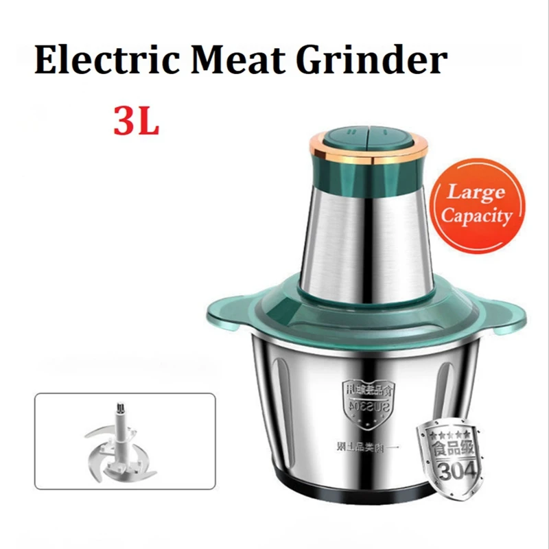 

1 PCS Electric Meat Grinder 3L Blenders Stainless Steel Multifunction Vegetable Chopper Slicer Household Grinder EU Plug