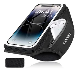 HAISSKY Zipper Running Sport Armband with Elastic Colored Thread (Full Black)