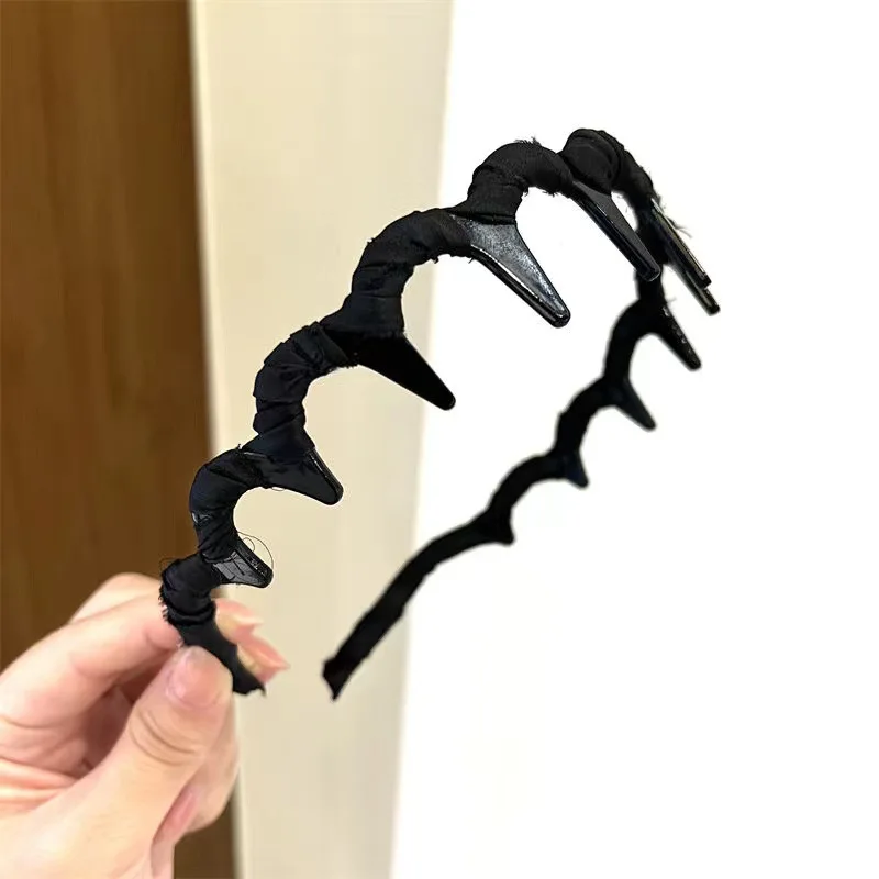 New Wavy Hair Hoop Women's Face Wash Toothed Hair Bands Anti-Slip Broken Hair Press Hair French Headband Bezel Headbands