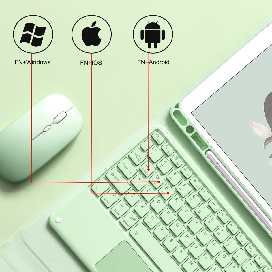 Tastiera magica Tablet Mouse Wireless per Samsung Galaxy Tab A8 custodia  10.5 Tab A7 S7 FE Puls 12.4 Tab S8 11 Tab S6 Funda cover