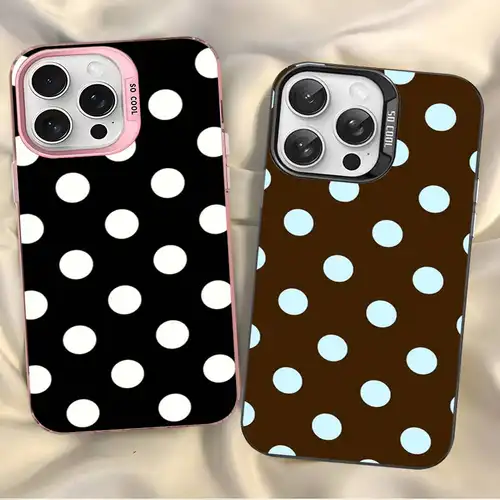 Simple Black White Polka Dot Phone Case For iPhone 16 15 14 13 12 11 Pro Max 17 Plus Colorful Cover - Image 4