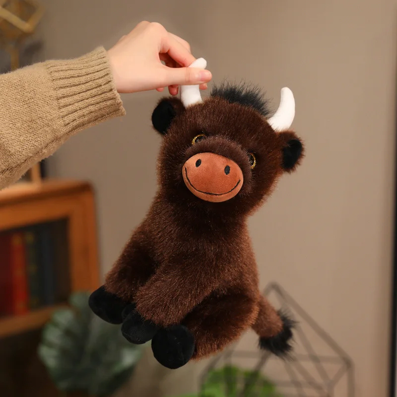 27cm Cute Highland Cow Plush Toys Stuffed Animal Toy Dolls Simulation Long Hair Cow Plush for Kids Birthday Gift Home Decoration
