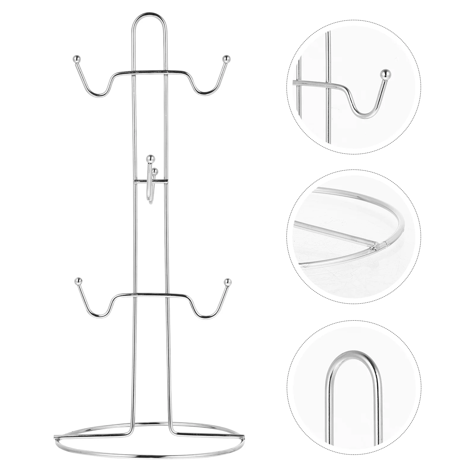 

Metal Mug Rack Cup Holder Countertop Mug Tree Tabletop Coffee Cup Display Organizer Kitchen Organizer Silver