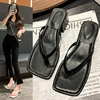 Women's Summer 2025 New Casual Fashion Square Toe Block Heel Herringbone Slip Women's Sandals 1
