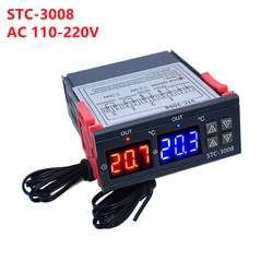 Dual Digital Temperature Controller Thermostat with Probe and Dual Relay Output (AC 110-220V)