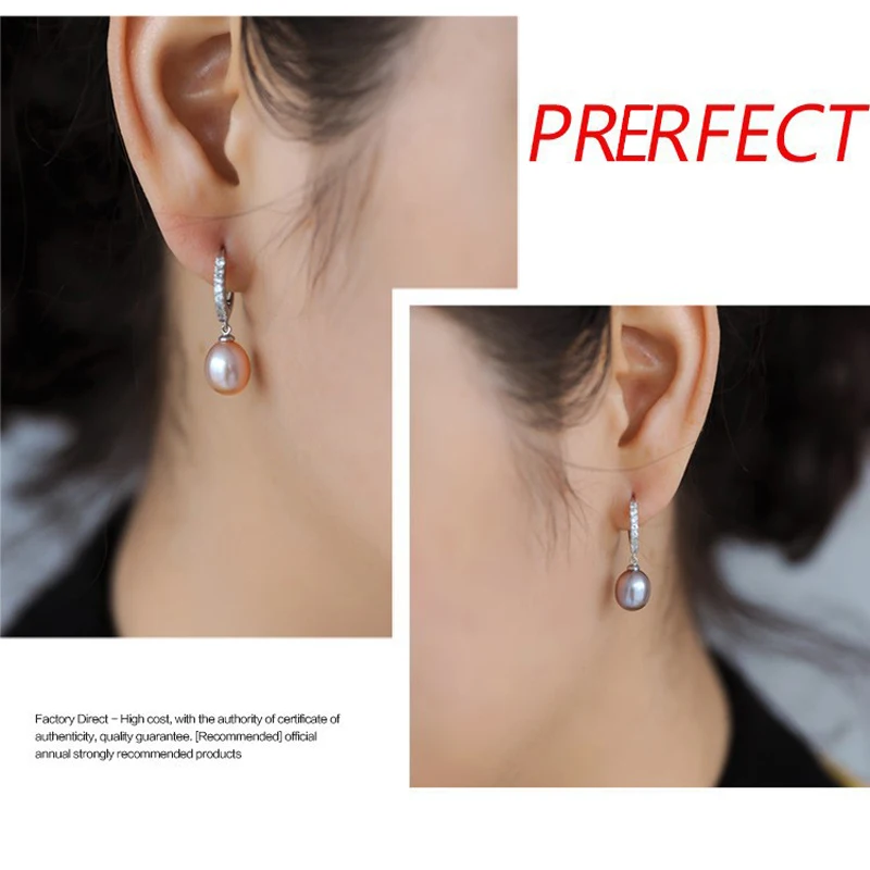 Wedding Natural Freshwater Grey Pearl Hoop Earrings Women,925 Sterling Silver Pearl Earring Girl Birthday Gift 4