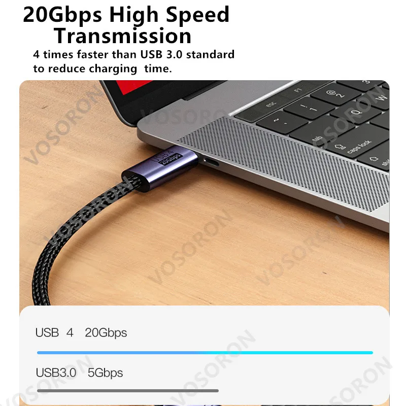 USB 4 Ʈ 3/4 ̺, 20Gbps 100W  , HD  8K @ 60Hz , ƺ, eGPU, ŷ ȣȯ