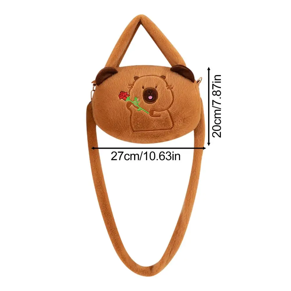 Capybara Plush Bag Cartoon Plush Animal Shoulder Bag Capybara Purse Fashionable Stuffed Animal Bag Plush Handbags for Girls