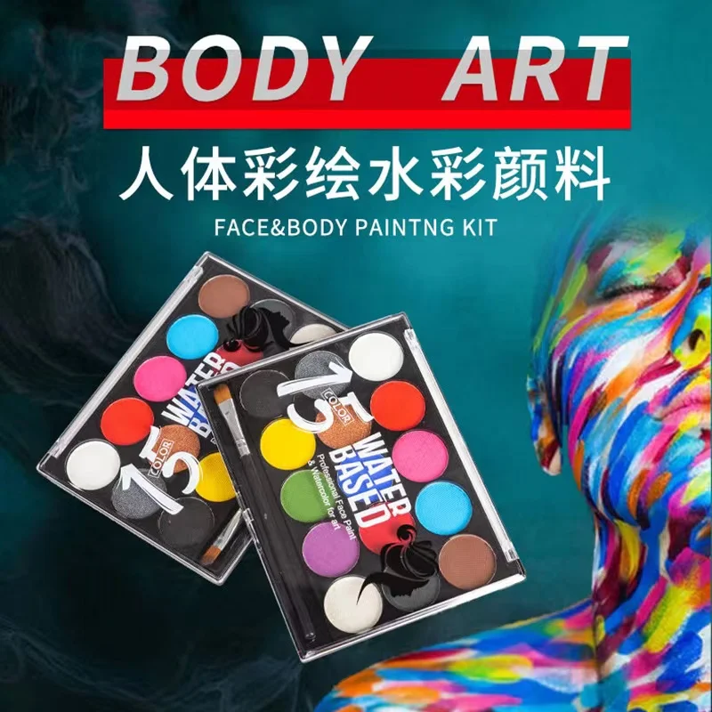 

15-color Face and Body Painting Set Oil Safe Children Flash Tattoo Art Halloween Christmas Party Makeup Palette Brush Wholesale