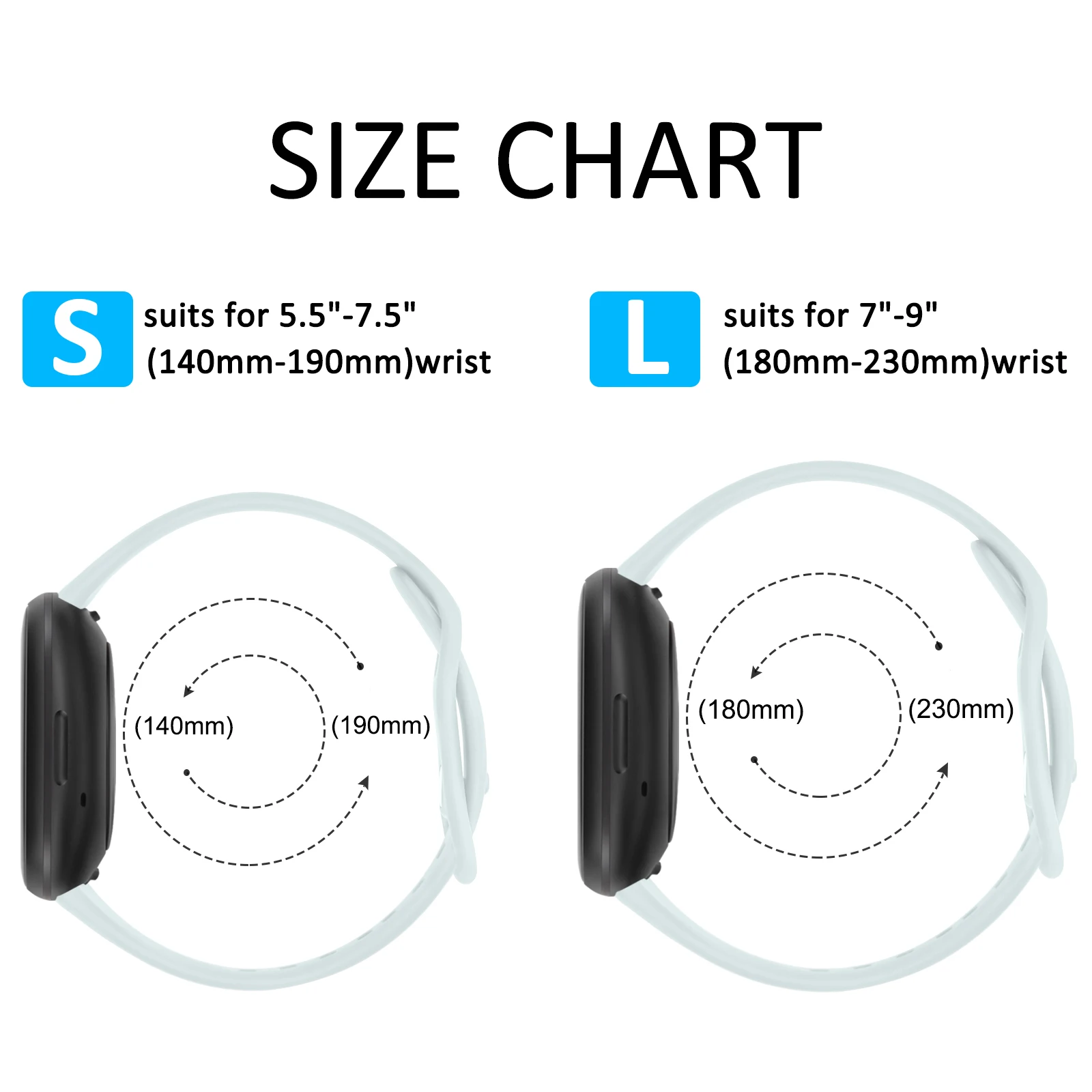 Silicone Smartwatch Strap - Adjustable Wristband Bracelet