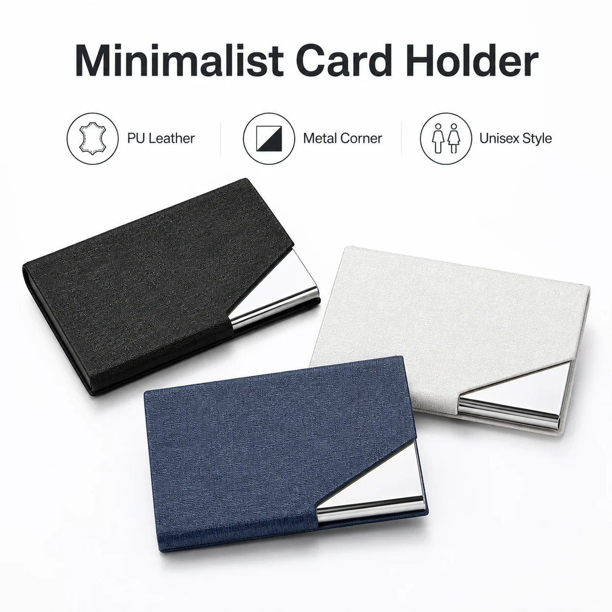 Magnetic Minimalist PU Leather Slim Card Holder Wallet
