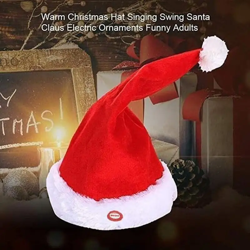 

Женская рождественская шапка, электрическая шапка Санта-Клауса для пения и танцев, Счастливого Рождества, Нового года, подарок, шапка Санта-Клауса для детей и взрослых