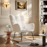 Rosahqnda Мягкое плюшевое кресло-качалка с подлокотниками и спинками Современная модная гостиная