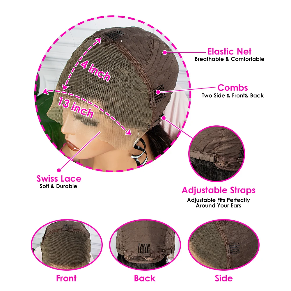 Human hair wig,human hair extensions,lace front wig,human hair wigs,front lace wig Natural 6 inch 200% Density Transparent HD 13x4 Lace Frontal Bob Brazilian Remy Human Hair Curly Pixie Cut Short Bob Wigs