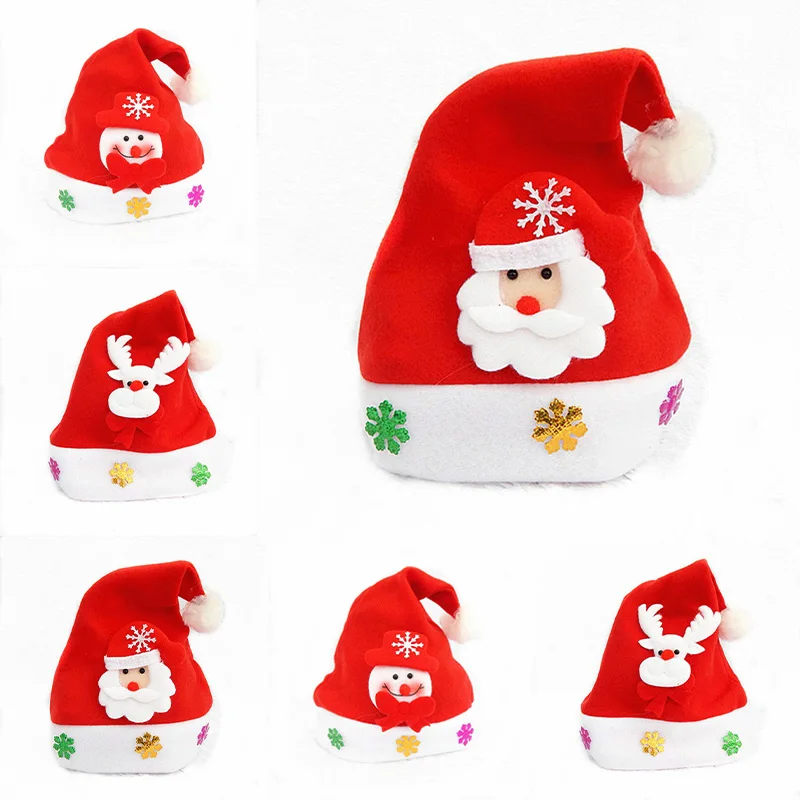 Christmas Hats Kids Adorable Cartoon Santa Elk Snowmen Xmas Caps Christmas New Year Party Ornaments Decoration Gifts