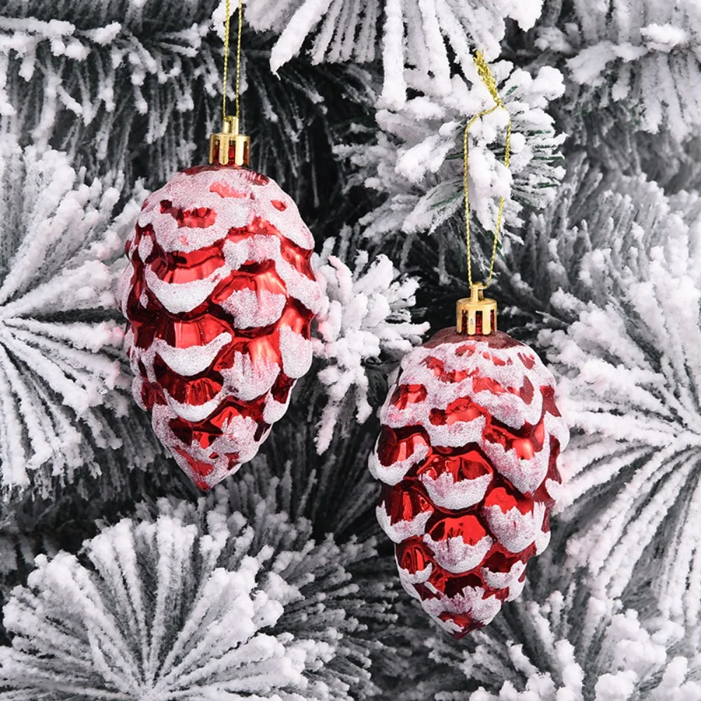 2PCS Christmas Tree Decorations Plastic Christmas Ball Red Ornaments Small Pendant Tree Hanging Xmas Party Decor for Home
